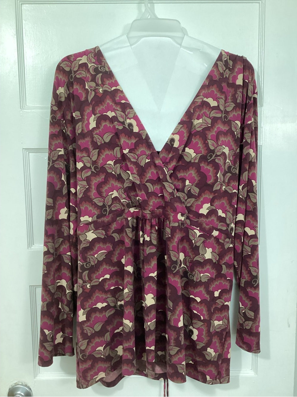 Apostrophe Plum Purple Pink Cream Floral Women’s Blouse Top Plus Size 24W 26W